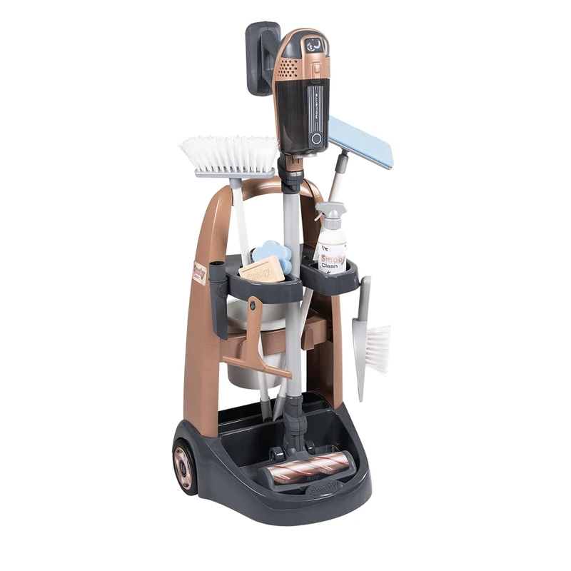 Smoby - Rowenta - Household Trolley + Vacuum Cleaner - Imitation Toy - Electronic Function - 10 Accessories - From 3 Years - Made in France