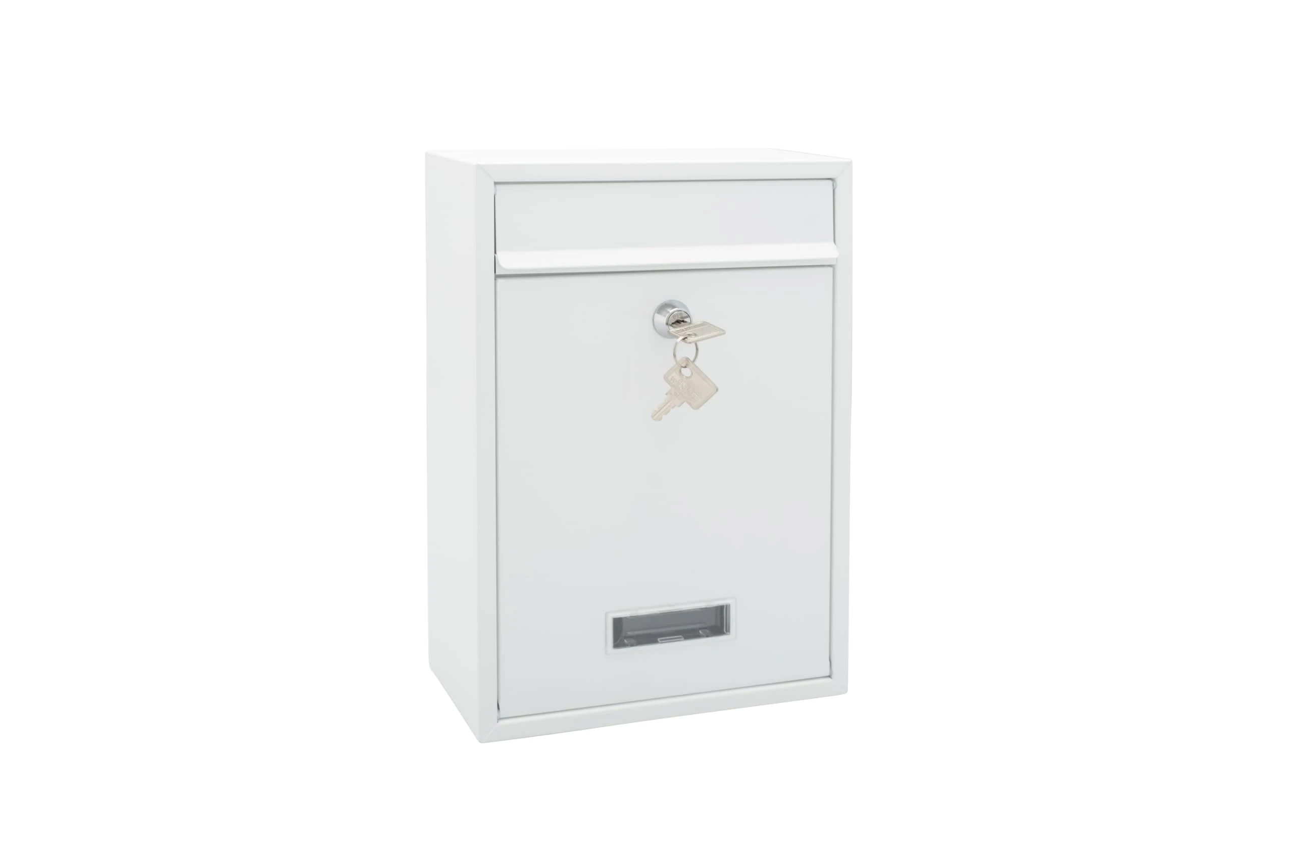 Burg Wachter Style Wall Mounted Steel Lockable Weather Resistant Post Box 31x21.5x7cm - White