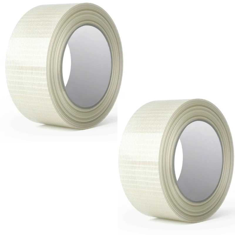 G4GADGET Strong Crossweave Reinforced Tape – 3 Rolls, 50mm x 35m Each, Transparent Bi-Directional Fiberglass Filament Tape, Heavy Duty Packing & Cricket Bat Tape for Sealing, Shipping & Storage