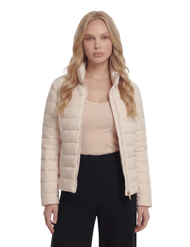 GUESS Puffer Jacket Women Solid Heavy Diann Puffer Slim Fit White