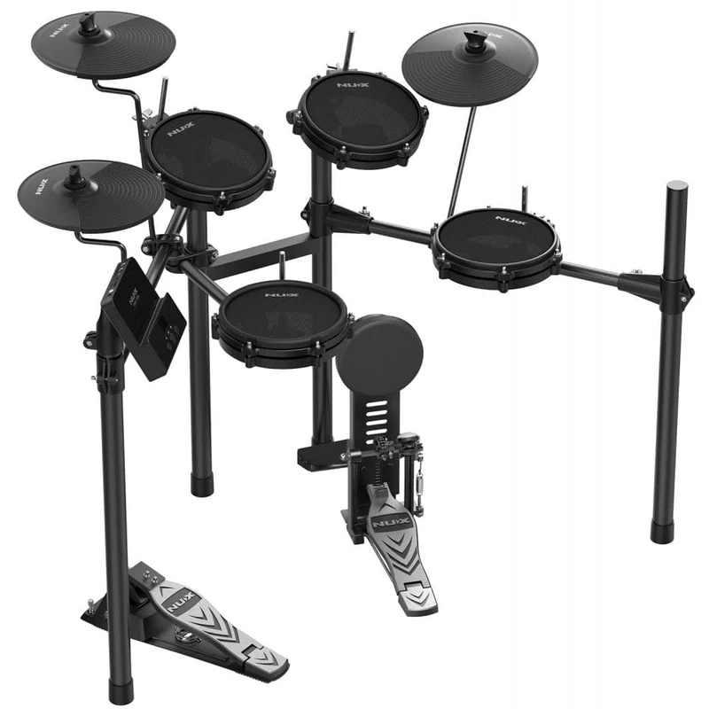 NU-X | DM-110 Digital Drum Kit Compact Electric Drum Set with Mesh Heads & Bluetooth USB Audio Interface Drum Touch App for Deep Editing Dual-Zone Pads & Kick Drum Ideal for All Levels