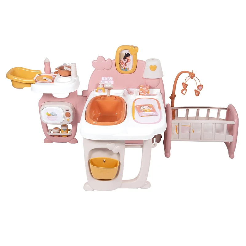 Smoby - Baby Nurse - Large Baby House - For Babies Up To 42 Cms - 3 Play Areas - 19 Accessories - Foldable and Transportable - Recycled Material - From 3 Years Old - Made in France