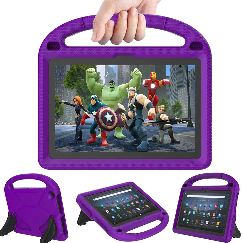 Kids Case for New 10 Inch Tablet 2023, Kricsertg Lightweight Shockproof Kids Friendly Cover with Handle Kickstand Tablet- Purple