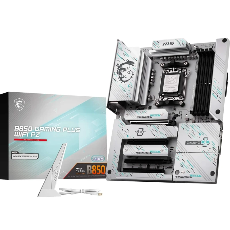 MSI B850 GAMING PLUS WIFI PZ Motherboard, ATX - Supports AMD Ryzen 9000/8000 / 7000 Processors, AM5 - DDR5 Memory Boost 8200+ MT/s (OC), PCIe 5.0 x16, M.2 Gen5, Wi-Fi 7, 5G LAN