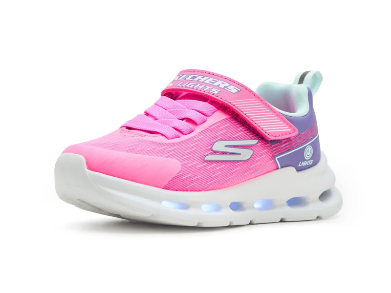 Skechers Girl's Glide-Step Lights Sneakers, Pink Synthetic/Multi Trim, 10.5 UK Child