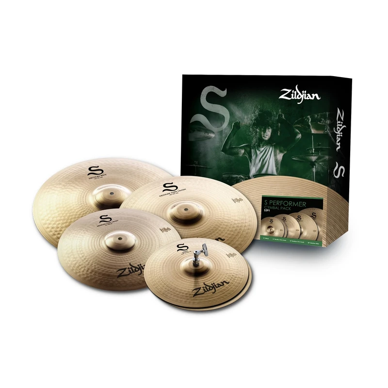 Zildjian S Performer Cymbal Pack – S Family 14” HiHats, 16” & 18” Crashes, 20” Ride – Bright, Explosive B12 Alloy – For Rock, Studio & Live Performance - S391