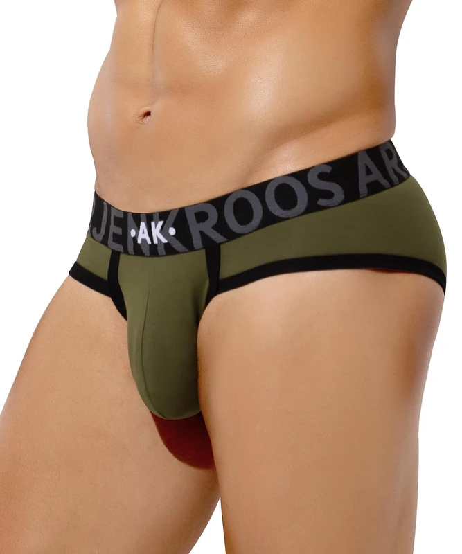 Arjen Kroos Men's Cotton Underwear Briefs Soft Underpants Sport Breathable Slips Low Rise Anti-chafing Hipster Pants,Green,M