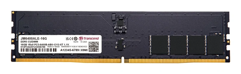 Transcend JetRam 16GB DDR5 RAM 6400MHz CUDIMM 1Rx8 CL52 1.1V, JM6400ALE-16G