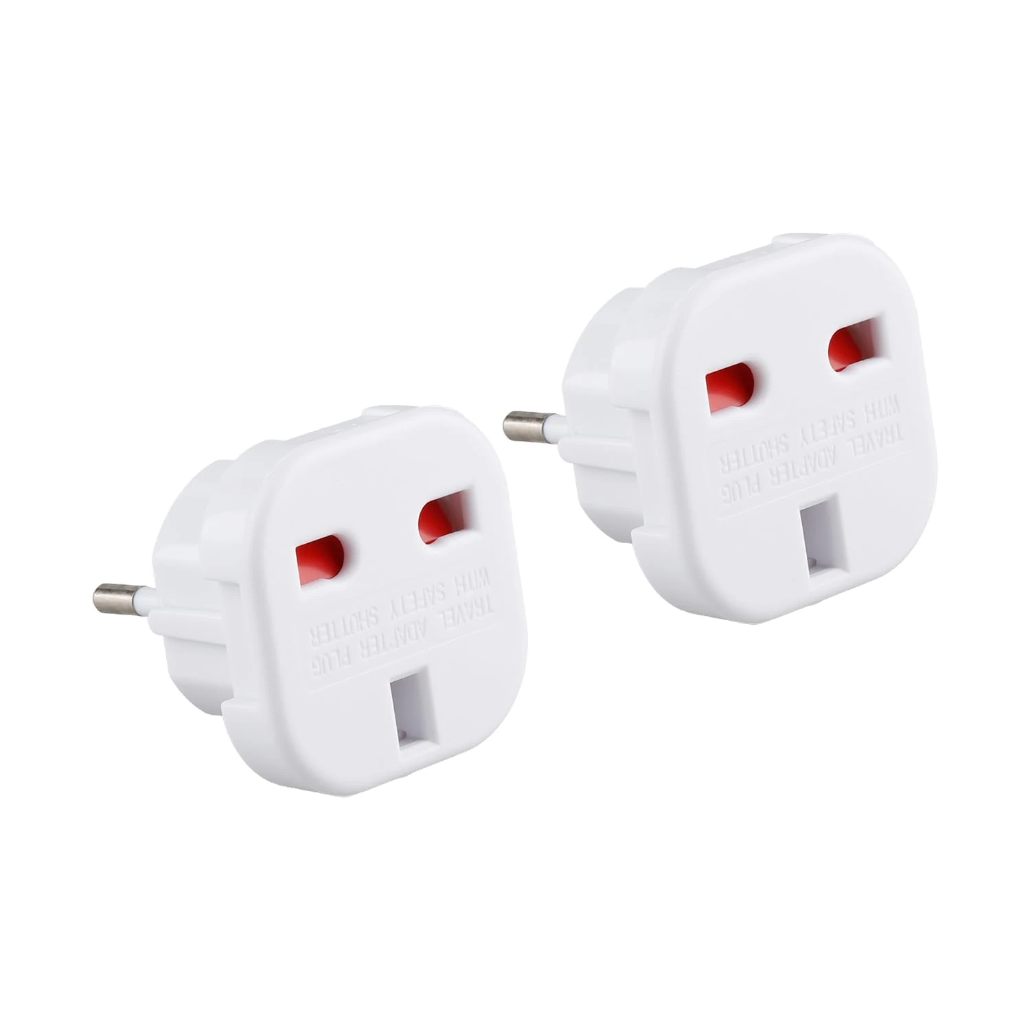 Bojueshaw 2 Pack UK to EU Travel Plug Adapter - Type C/E/F for Spain,France,Italy,Germany,Portugal,Netherlands,Greece,Turkey and More European Countries(White)