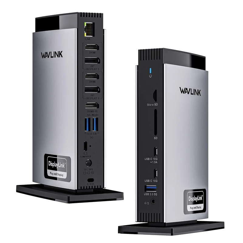 WAVLINK Displaylink Laptop Docking Station with 3 HDMI, USB C Dock Triple Display 4K60Hz, 100W Charging for M1 M2 M3 M4 Mac and Windows, 2DP, 5 USB Ports, 1Gbps Ethernet, Audio/Mic, SD/TF - Image 1