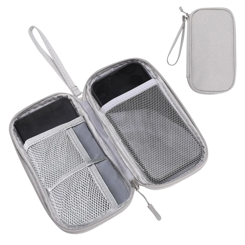 Travel Cable Organiser Bag, Portable Electronics Travel Organizer Tech Pouch, Universal Cord and Travel Gadgets Cable Pouch for Cables Power Bank Earphone USB Drive Hard Disk (Single-Layer Grey)