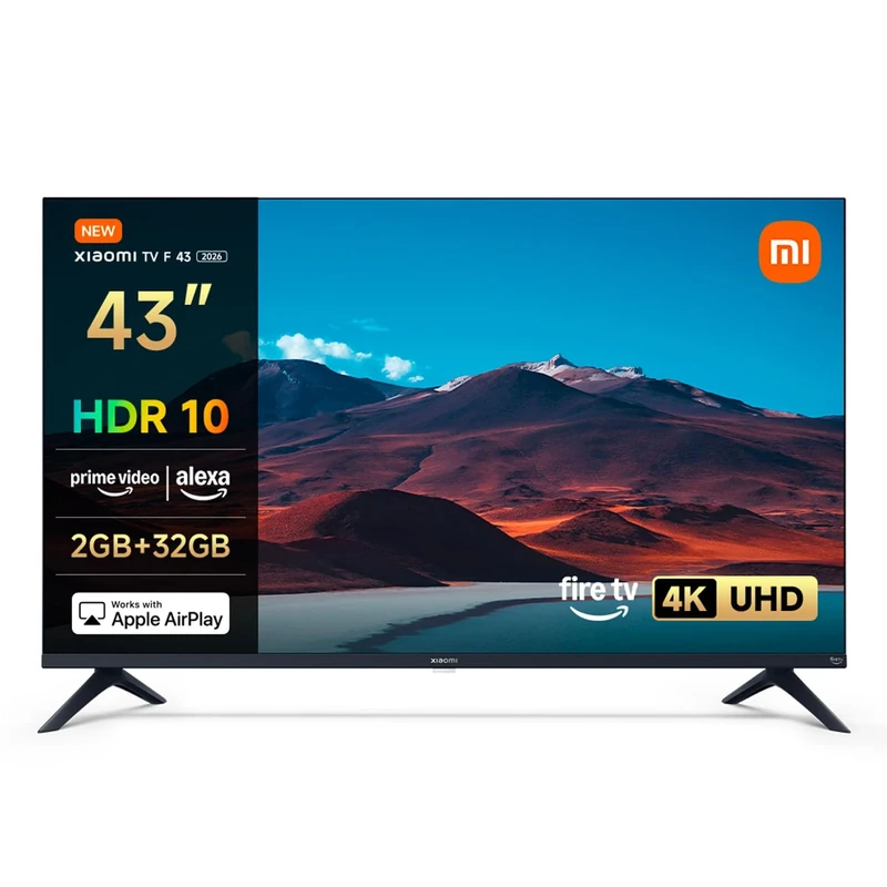 XIAOMI TV F 43, 43 Inch (109 cm), 4K UHD, Smart TV, Fire TV, HDR10, MEMC, Alexa Voice Control, 2GB+32GB, Works with Apple AirPlay