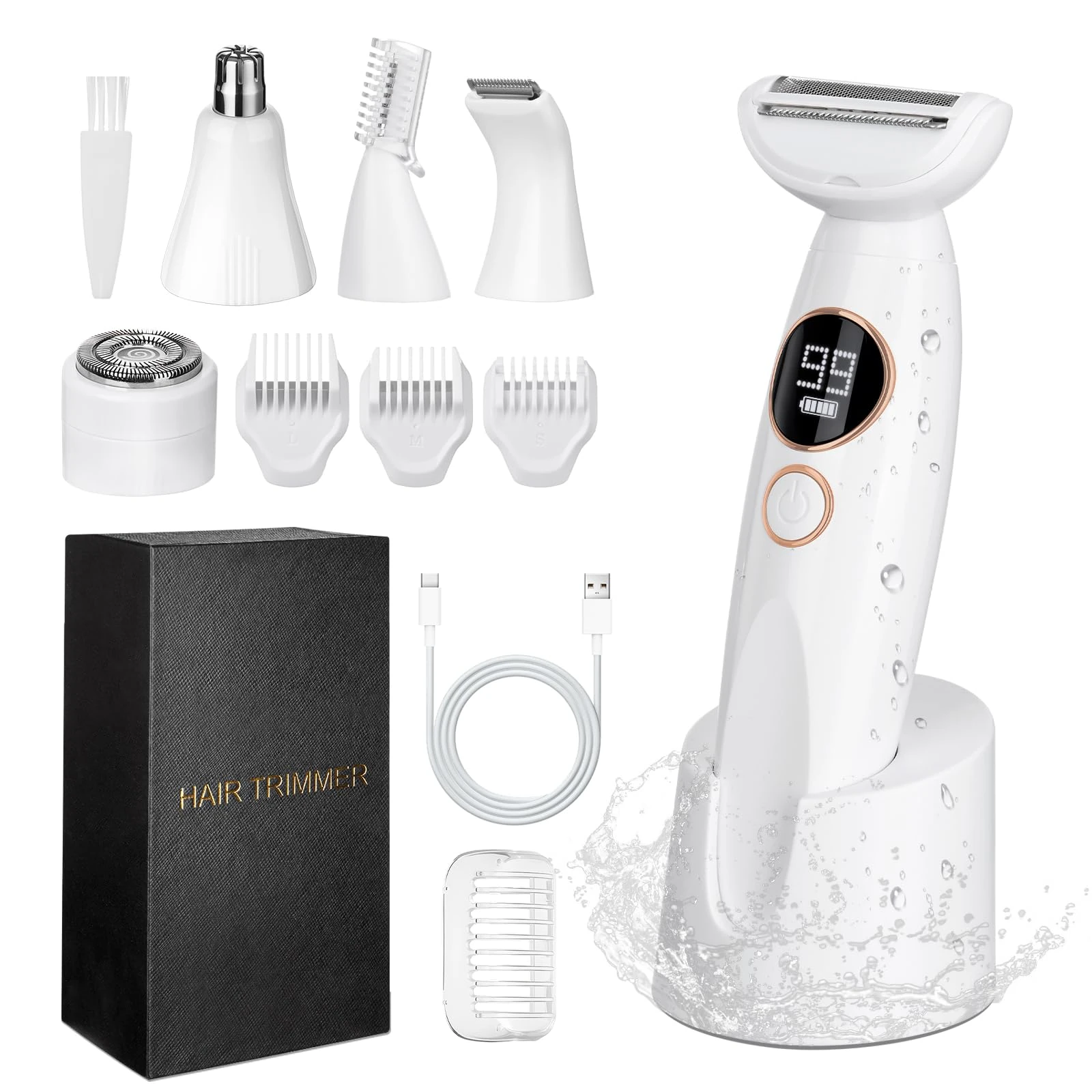 Deciniee Lady Shavers for Women: Bikini Trimmer - 5 in 1 Electric Razors - Bikini Shaver - Epilator for Female for Face, Nose, Eyebrows, Arms, Legs - Facial Hair Remover for Girls for Wet and Dry use