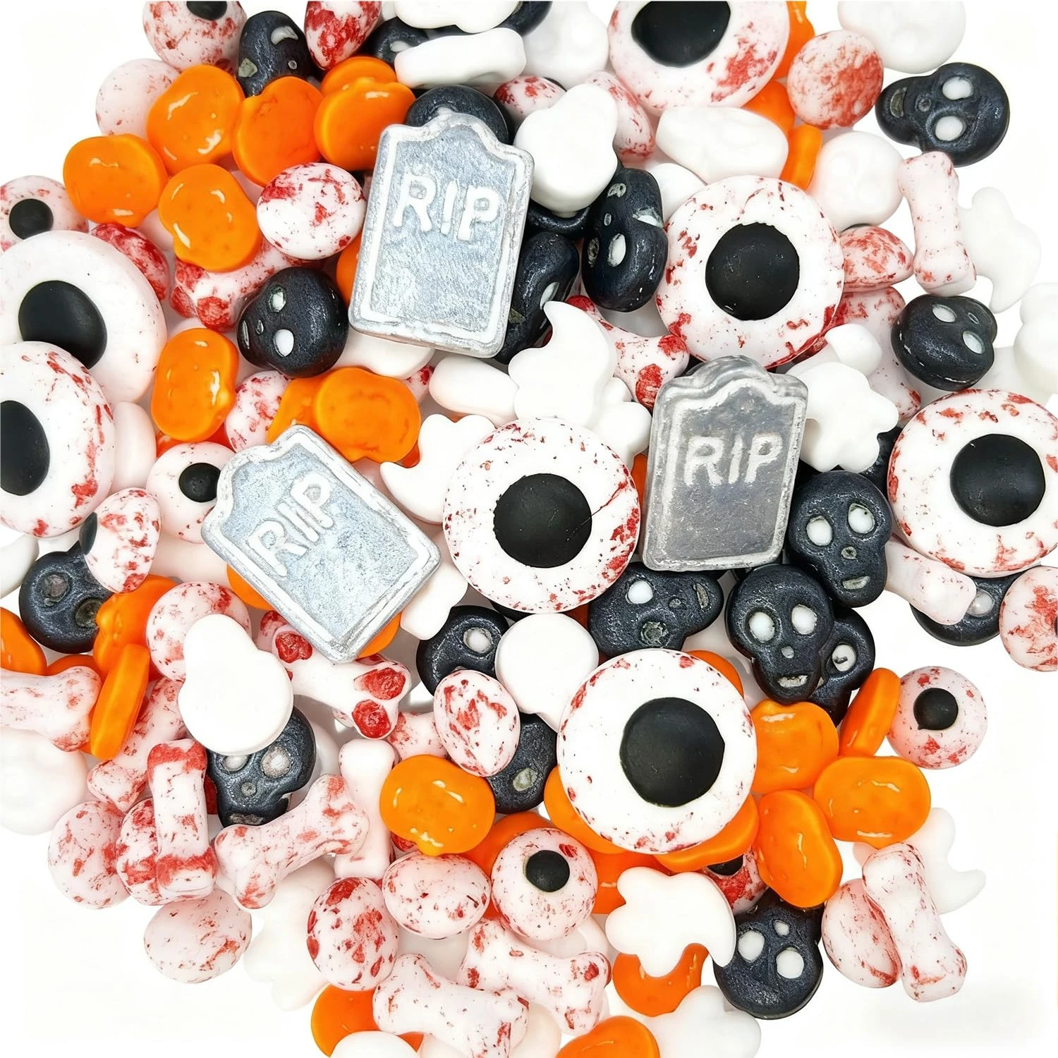 LD 135g Edible Halloween Sprinkles Of Bloody Eyes/Bone,Black White Skull/Pumpkin Sugar Cake Sprinkles, Edible Halloween Cake Decorations, Sugar Beads for Cupcake Cakes On Halloweens Party (Hallo MIX)