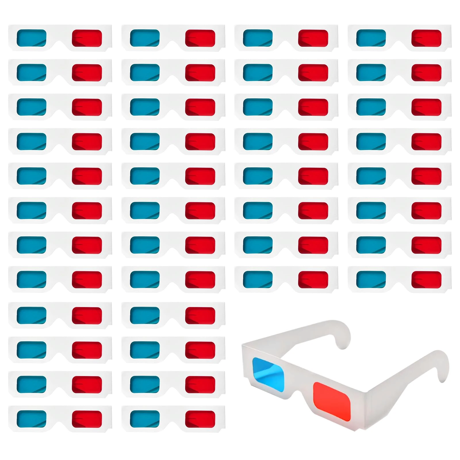 QiXinGYL 40Pcs3D Glasses for Movies, Red/Blue Anaglyph Lenses Paper Cardboard 3D Glasses, Lightweight & Portable 3D Video Glass for TV Virtual Video Games Comic Books Magazines, etc