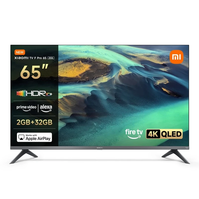 XIAOMI TV F Pro 65, 65 Inch (165 cm), 4K UHD QLED, Smart TV, Fire TV, HDR10+, 60Hz with 120Hz Game Boost Mode, MEMC, lexa Voice Control, 2GB+32GB, Works with Apple AirPlay