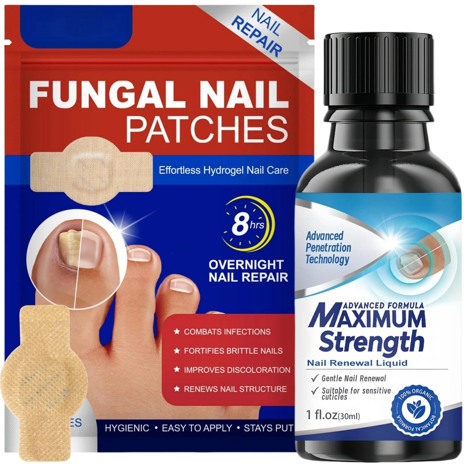 Extra Strong Fungal Nail Treatment Set with 21pcs Fungal Nail Patches - Toenail Fungus Treatment Pads - Multi-Purpose Nails Repair Patches for Easy Toenail Repair