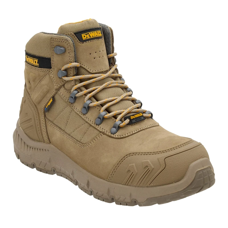 DEWALT Milburn Men's Waterproof, Nubuck Leather, Steel Toe, S7 Safety Work Boots, Stone, UK10