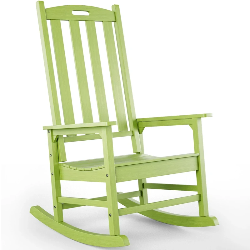 INVOKER Outdoor Rocking Chair, Waterproof Garden Lounge-Chair made from Polystyrene, Zero Gravity Garden Rocking Seat for Living Room, Balcony, Yard & Porch, Green