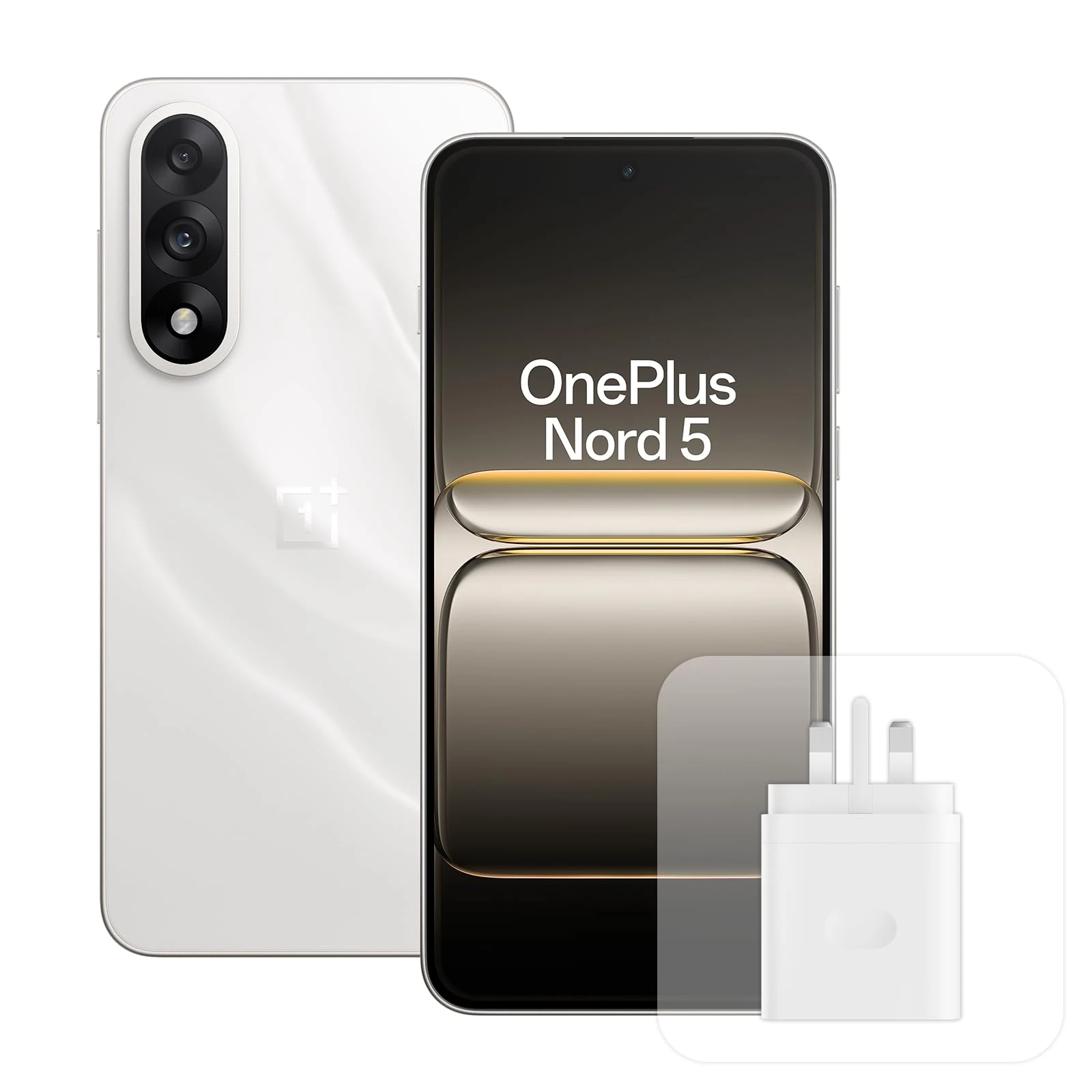 OnePlus Nord 5 Smartphone 8GB RAM 256GB Storage, 6.83" 144Hz AMOLED, Snapdragon 8s Gen 3, 50MP Dual Camera, 5200mAh Battery, with 80W Charger, White