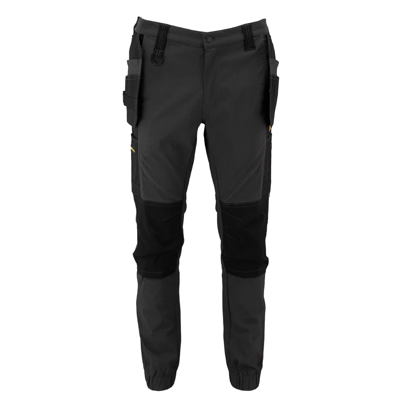 DEWALT Pritchard Men's Regular Fit, Tapered Leg, Elasticated Hem, Holster Pocket, Pro-Stretch Work Trousers, Grey/Black, W32/L33