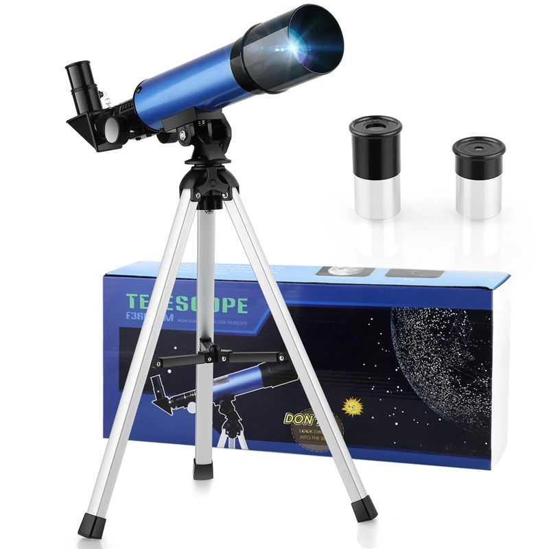 Cowiewie Telescope Beginner Astronomical Telescopes Children's 360/50mm High-Definition Outdoor Telescopes Portable Refracting Viewfinder
