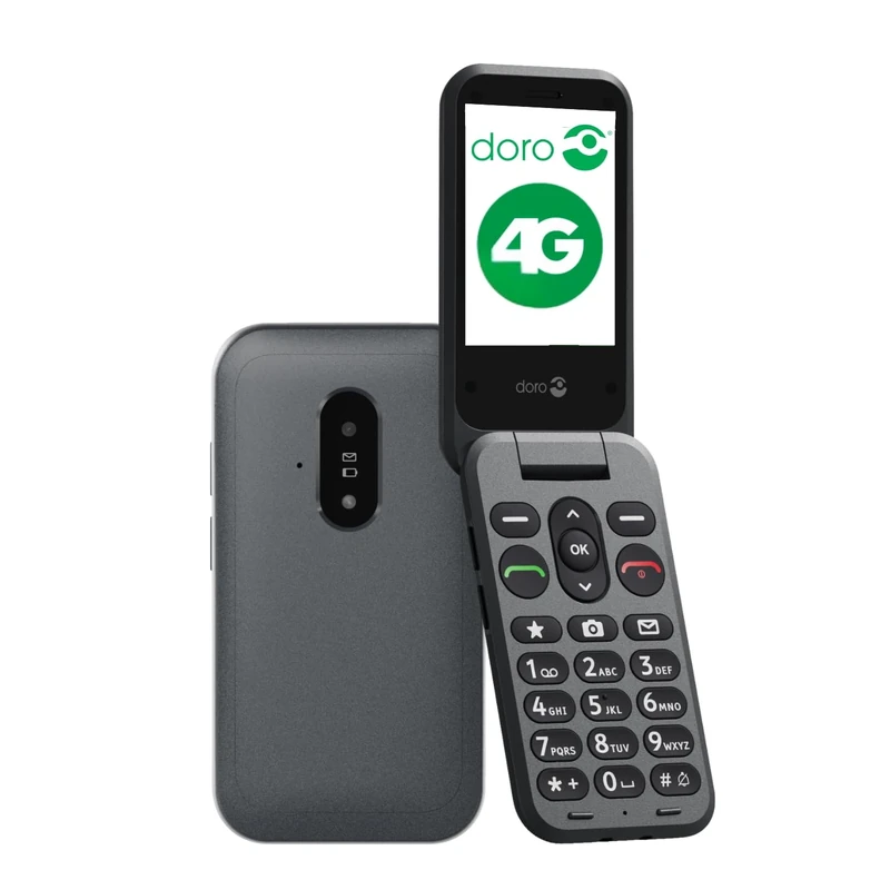 Doro - Leva E20 4G Flip Phone for Seniors – Large 2.8" Display, High-Contrast Keys, Loud & Clear Sound, HD Voice, Camera, Assistance Button – Black