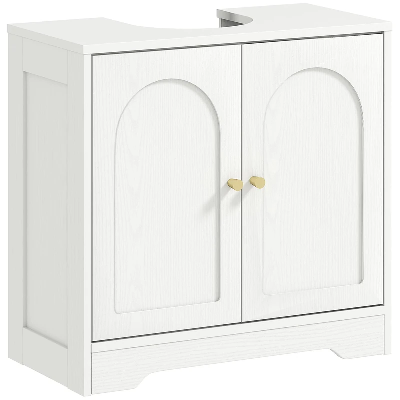 HOMCOM Under Sink Cabinet Bathroom Vanity Unit Storage Cabinet for Washbasin - Door Cupboard and Adjustable Shelf for Basin with or without Pedestal, 60 x 30 x 65 cm, White