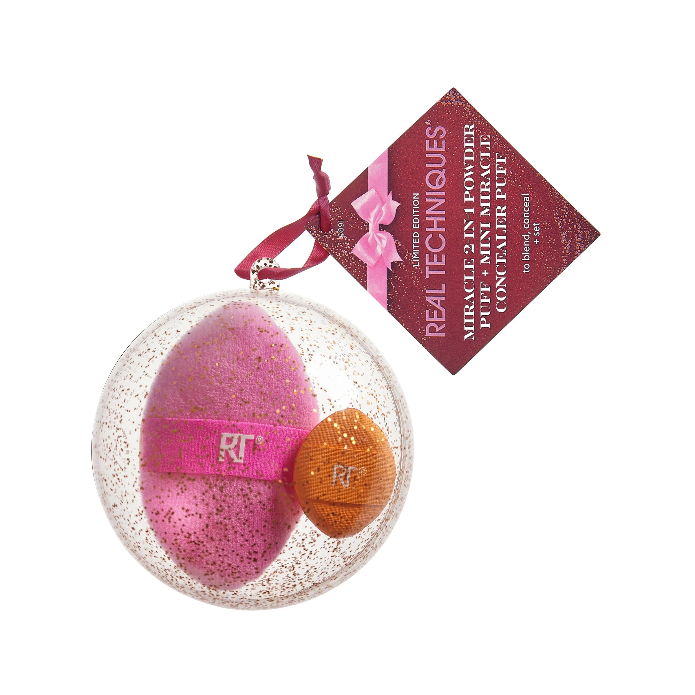 Real Techniques Miracle 2-in-1 Powder Puff & Mini Miracle Concealer Puff Set, Dual-Sided Versatile Makeup Tools for Powder & Cream, Precise Coverage, Vegan, Cruelty-Free, Latex-Free Foam Technology