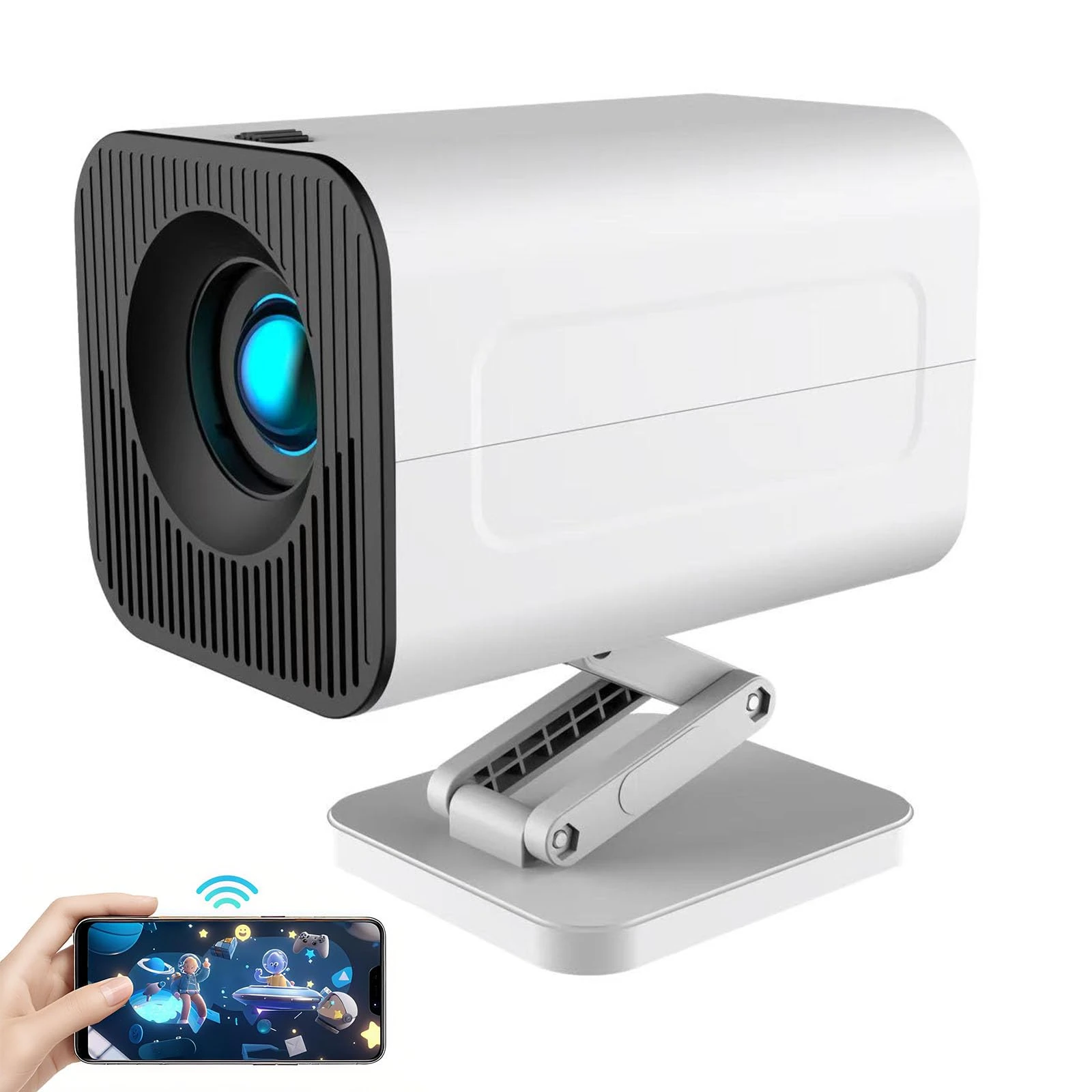 QIAOLET Mini Projector, 130 ANSI Lumens 720P Portable Movie Projector, WiFi 6 Screen Mirroring for Smartphone, Compatible with TV Stick/Tablet/USB/HDMI