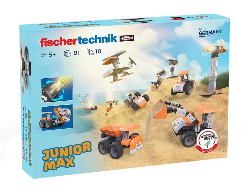fischertechnik Junior Max 576101 – STEM Building Kit for Kids, 10 Models, Educational Toy for Ages 5+, Orange