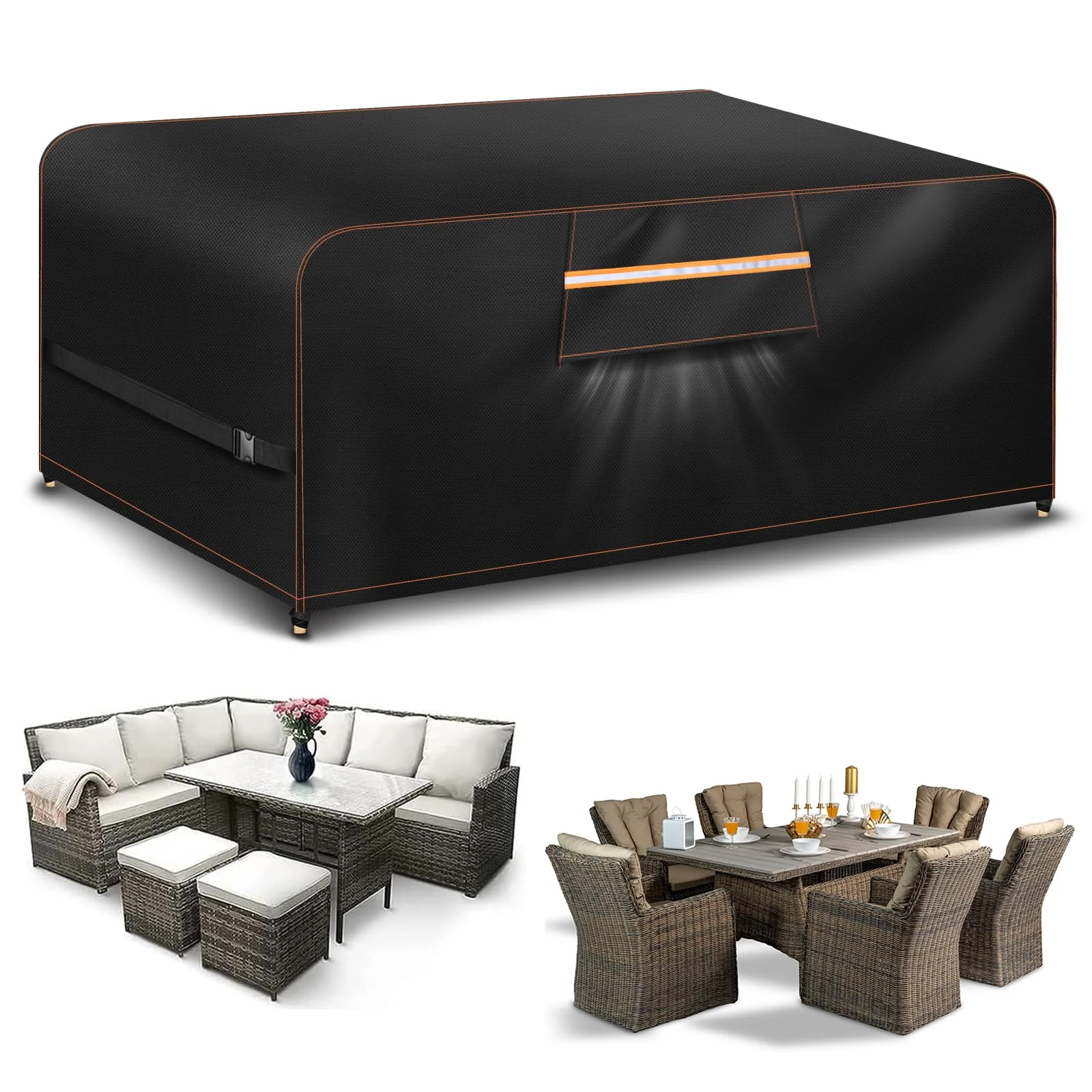 Aoretic Outdoor Garden Furniture Covers Waterproof Rectangular with Air Vent Garden Table Cover Waterproof for Patio Bistro Set Rattan Sofa Chairs Outside Seating 180x120x74CM 420D Oxford Fabric