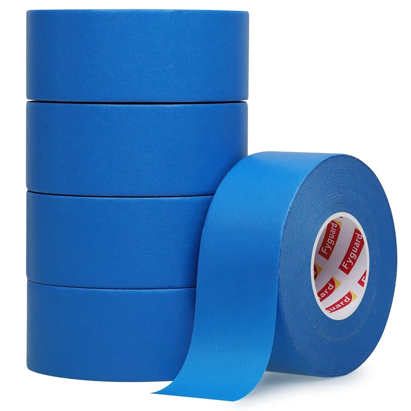 Fyguard 5 Rolls Painters Tape Blue, 36mm x 50m Masking Tape Decorators Tape Paper Tape Heat Resistant UV Resistant for Sharp Lines Edge Treatment Color Separation