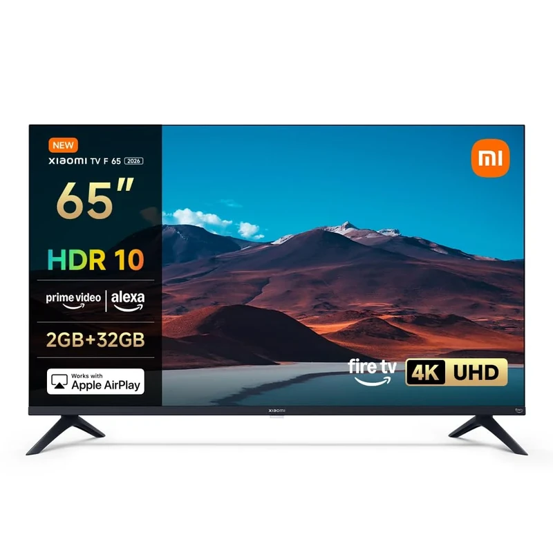 XIAOMI TV F 65, 65 Inch (165 cm), 4K UHD, Smart TV, Fire TV, HDR10, MEMC,60Hz with 120Hz Game Boost Mode, Alexa Voice Control, 2GB+32GB, Works with Apple AirPlay