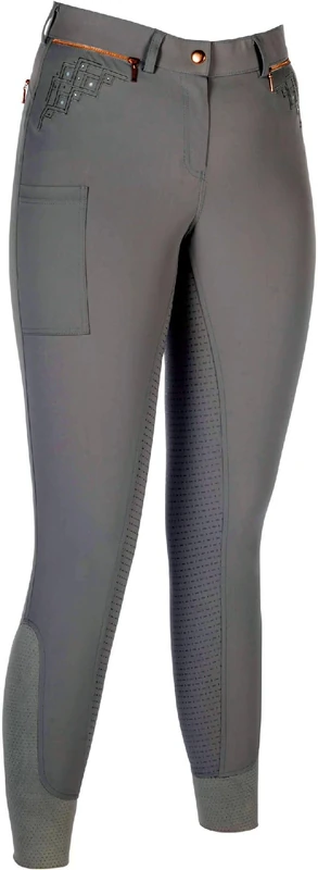 HKM Women's Rosegold Sparkle Style si. f. s. Riding Breeches, Grey/Rose-Gold, 34