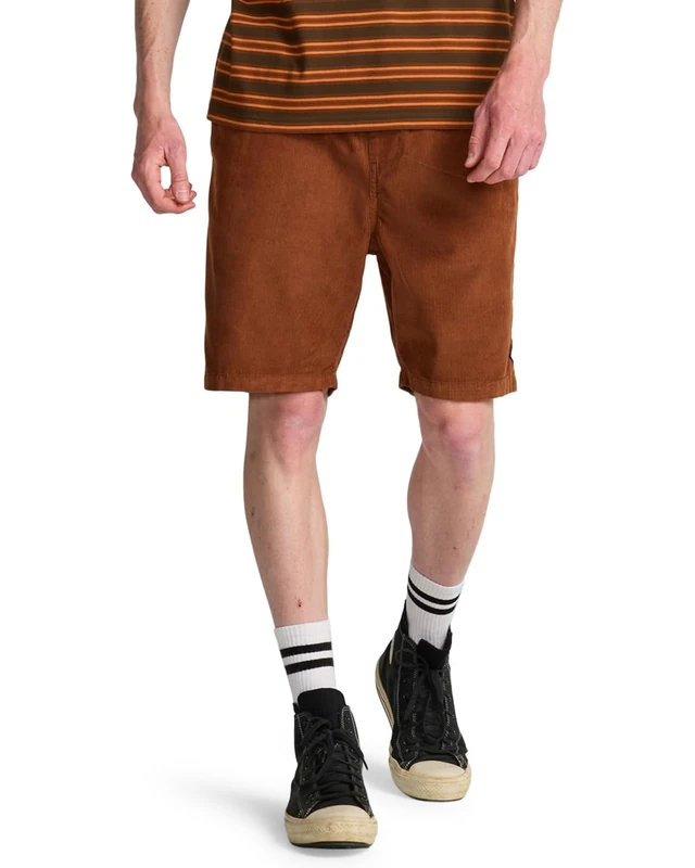 BILLABONG Elastic Waist Walkshorts Larry Cord Mens Brown - Image 1