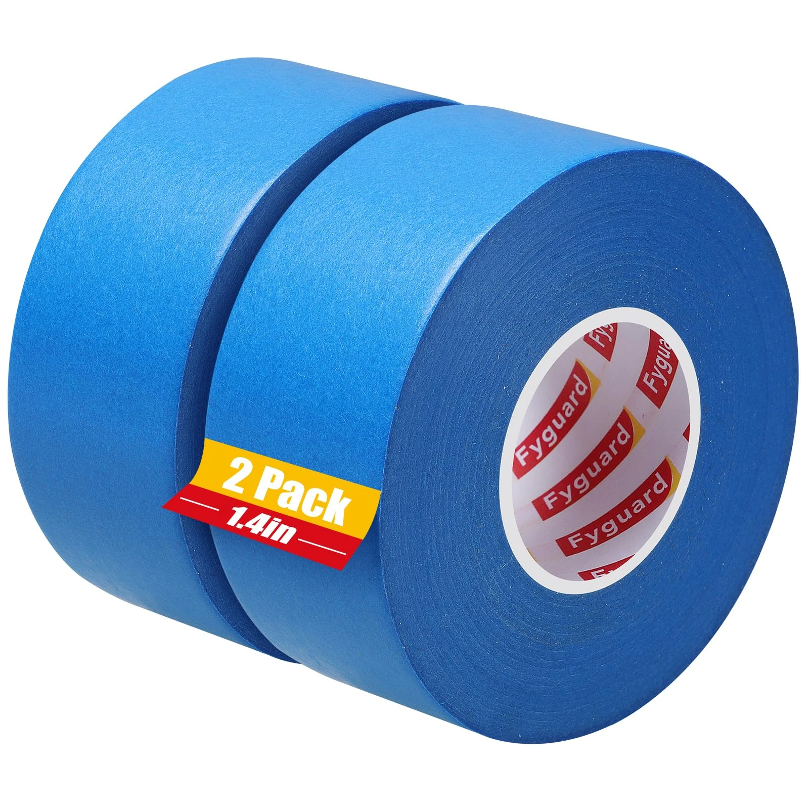 Fyguard 2 Rolls Painters Tape, 36mm x 50m Blue Masking Tape for Painting Decorating Tape UV Resistant for Sharp Lines Edge Treatment Color Separation