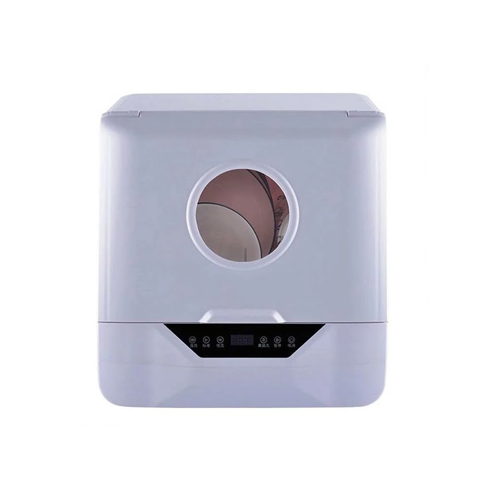 CleanMate Lite Compact Desk Dishwasher – Countertop Dishwasher with 4 Wash Programs, High-Temperature Disinfection & Waste Heat Drying – Ideal for Dorms & Small Kitchens – 6L, White