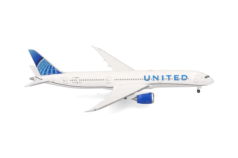 Herpa model aircraft United Airlines Boeing 787-9 Dreamliner - N25982, 1:500 scale miniature, collector’s item, aircraft model without stand, metal