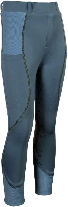 HKM Unisex Kid's Claire Silicone Full seat Leggings, Smokey Blue, 146-152 (EU) - Image 1