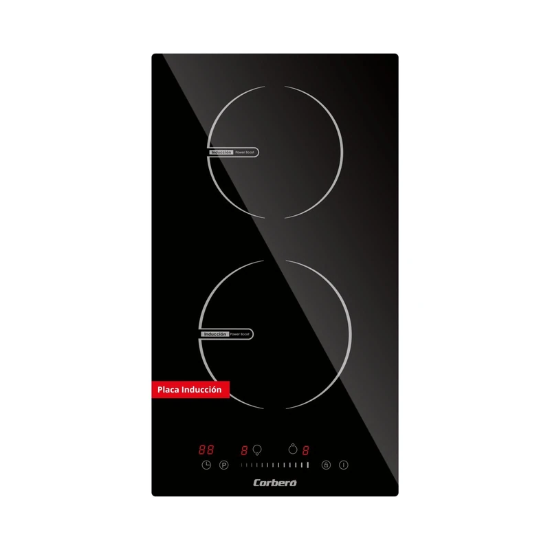 Corberó - Modular Induction Plate | CCIG205D | 30 cm | 2 Zones | Power 3600W | Touch Control | 9 Levels | Booster | Timer | Black Glass