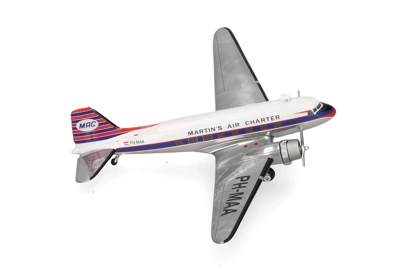 Herpa model aircraft Martin's Air Charter Douglas DC-3 - PH-MAA, 1:200 scale miniature, collector’s item, model without stand, metal