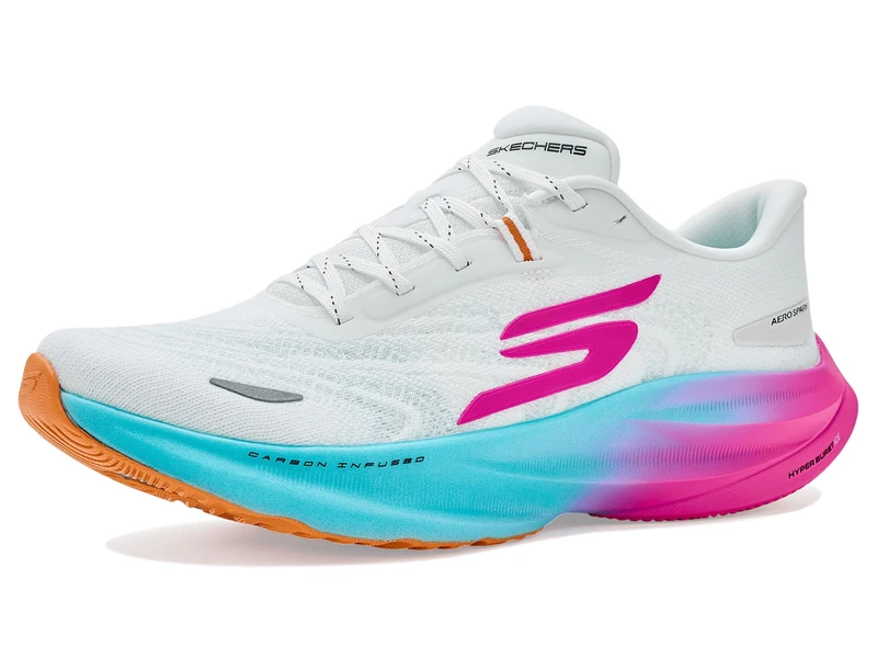 Skechers Women's Aero Spark Sneaker, White/Multi, 6.5 UK