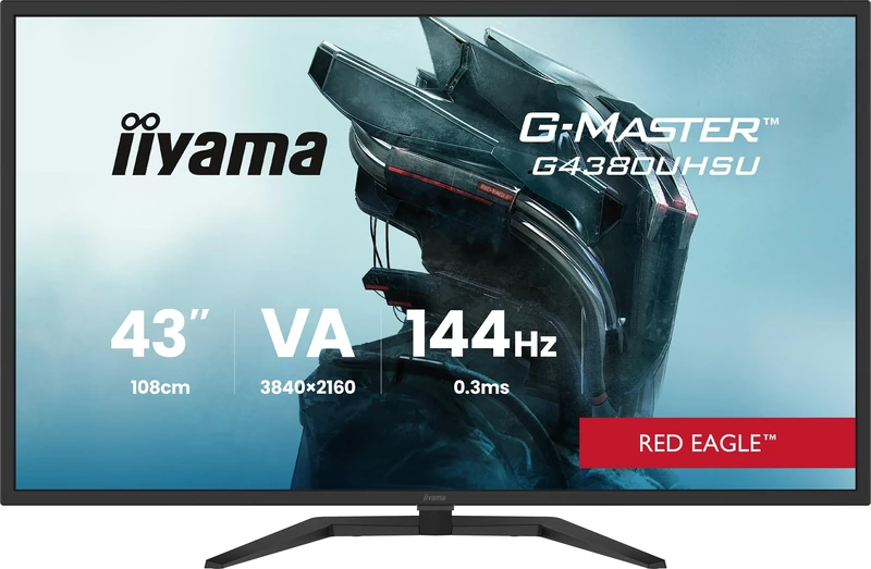 iiyama G-Master G4380UHSU-B2 43 inch VA, 144Hz, 0.3ms (MPRT), 4K UHD, FreeSync Premium, 2 x HDMI 2.1/DP/USB/USB-C (7.5W), 2 x 7W Speakers, Remote Control