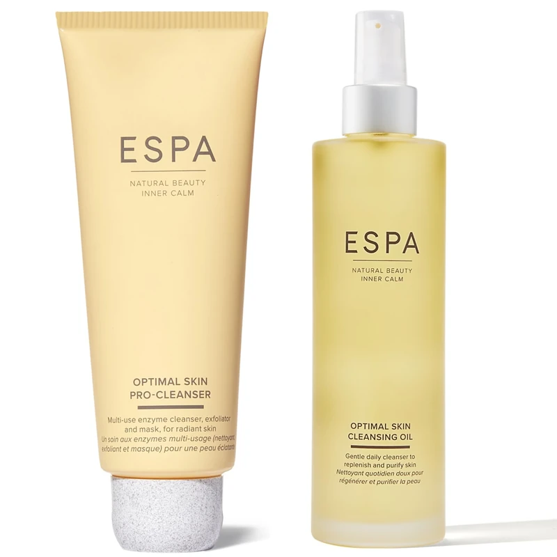 ESPA | Optimal Skin Double Cleanse Duo | Inlcudes 3-in-1 Cleanser and Cleansing Oil | Nutrient-rich, Vitamin Powered Formulas