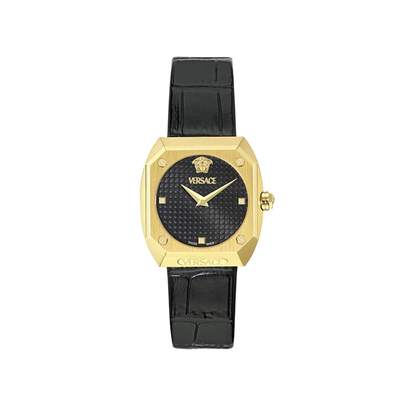 Versace Antares Women's Gold and Black Leather Watch VE9E00224 - Image 1