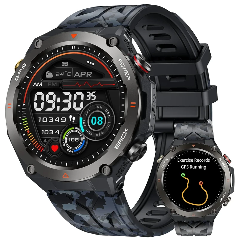 GPS Smartwatch for Men Fitness Tracker: 1.45'' Men Smart Watch with Call/Answer Compass Barometer Altimeter 650mAh Battery Digital watch with Monitor SpO2 Heart Rate Sleep 100+ Sports for iOS Android
