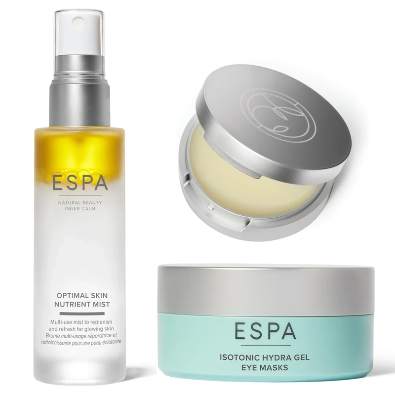 ESPA | In-flight Essentials | Includes Eye Mask, Hydrating Mist & Lip Balm | Perfect for Jet-lagged Eyes, and Dehyrdated Skin