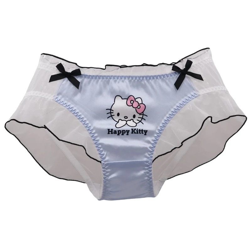 EasyTalk Women's Lace Knickers Cute Bow Panties Soft Breathable Stretch Silk Knickers for Women Ladies Full Briefs Seamless Thin Sexy Underwear Sissy Panties (UK, Alpha, XL, Regular, Regular, 50337S)