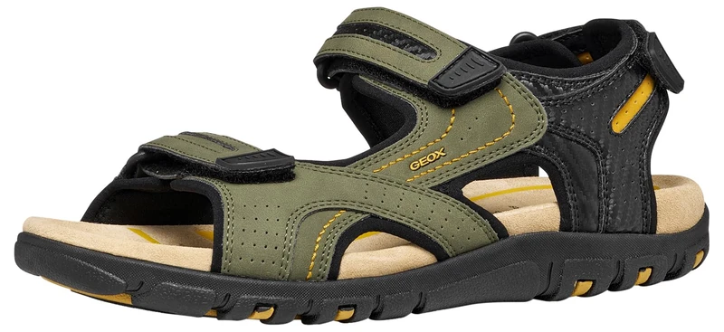 Geox Men's Uomo Strada D Sandal, Musk/Black, 46 EU